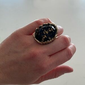 FREE with any purchase- Costume ring Gold toned and Black Statement Ring size 54